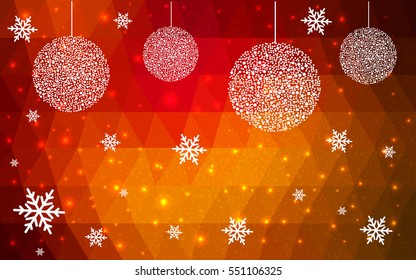 Dark Red christmas postcard low polygon background. Vector illustration consisting of triangles. Abstract triangular polygonal origami or crystal design of New Year celebration.