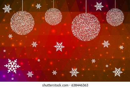 Dark Red christmas postcard low polygon background. Vector illustration consisting of triangles. Abstract triangular polygonal origami or crystal design of New Year celebration.