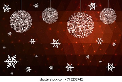 Dark Red christmas postcard low polygon background. Vector illustration consisting of triangles. Abstract triangular polygonal origami or crystal design of New Year celebration.