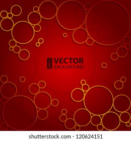 Dark red circles and bubbles abstract vector background