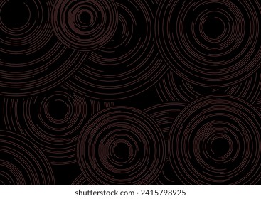 Dark red circular lines abstract futuristic tech background. Vector minimal geometric design