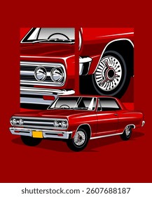 Dark Red Classic Muscle Car Design
