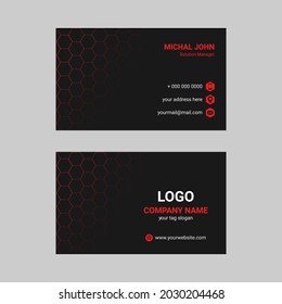 Dark and red color business card template