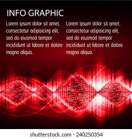 Dark red color Light Abstract Technology background for computer graphic website internet and business. text box. Brochure. card. sound wave.