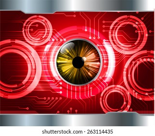 dark red color Light Abstract Technology background for computer graphic website internet and business. circuit. silver background. orange eye.