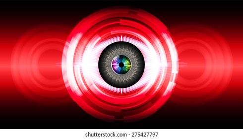 dark red color Light Abstract Technology background for computer graphic website internet and business. circuit. vector illustration. infographics. wave.  eye. eyeball.
