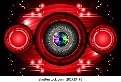 dark red color Light Abstract Technology background for computer graphic website internet and business. circuit. vector illustration. infographics. eye eyeball.