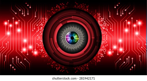 dark red color Light Abstract Technology background for computer graphic website internet and business. circuit. vector illustration. infographics. eye eyeball.