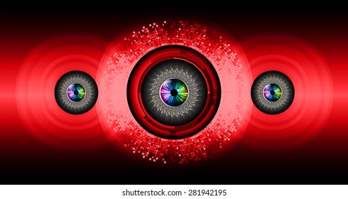 Dark red color Light Abstract Technology background for computer graphic website internet. circuit. eye. eyeball. infographics.