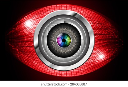 dark red color Light Abstract Technology background for computer graphic website internet and business. circuit. vector illustration. infographics. eye eyeball.