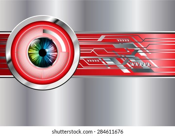 dark red color Light Abstract Technology background for computer graphic website internet and business. circuit. vector illustration. infographics. silver. eye eyeball.