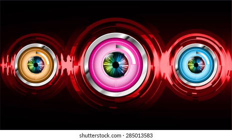 dark red color Light Abstract Technology background for computer graphic website internet and business. circuit. vector illustration. info graphics. eye eyeball. wave. beam. ray