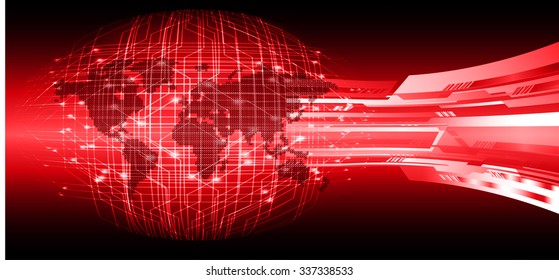 Dark red color Light Abstract Technology background for computer graphic website internet and business.circuit.vector illustration.infographics. motion move.neon. pixel, Padlock, World Map, Global
