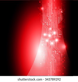 Dark red color Light Abstract Technology background for computer graphic website internet and business. circuit. vector illustration. infographics. motion move blur.neon. pixel.