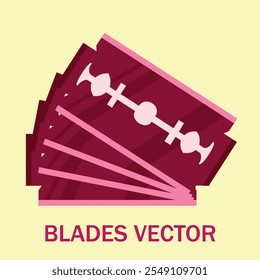 DARK RED COLOR SHARP RAZOR SHAVING BLADES VECTOR ART GRAPHICS ILLUSTRATION NEW DESIGN