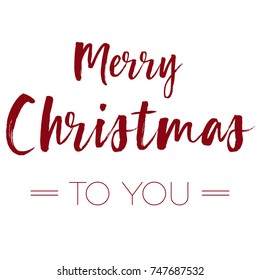 Dark red colored merry christmas title on white background Holiday greeting card
