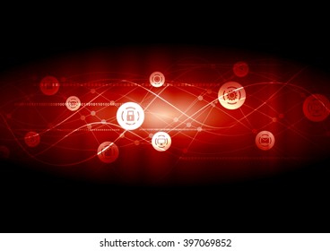 Fondo ondulado de la red de comunicación roja oscura. Diseño de tecnología gráfica vectorial