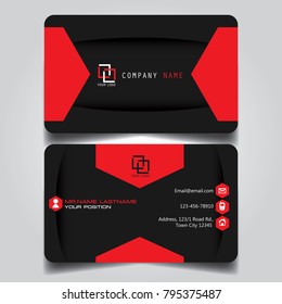 Dark Red creative modern name card and business card with horizontal standard size vector illustration template.