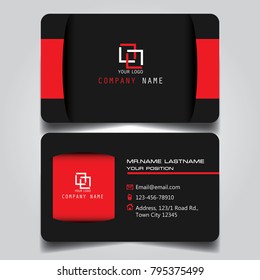 Dark Red creative modern name card and business card with horizontal standard size vector illustration template.