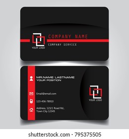 Dark Red creative modern name card and business card with horizontal standard size vector illustration template.