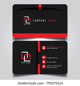 Dark Red creative modern name card and business card with horizontal standard size vector illustration template.