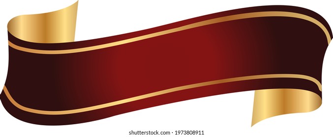 Dark Red Decorative Ribbon with golden back side visible graphic designing