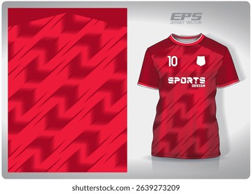 dark red diagonal zigzag pattern design, illustration, textile background for sports t-shirt, football jersey shirt mockup for football club. consistent front view