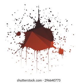 Dark red dome-shaped ink splatter isolated on white background