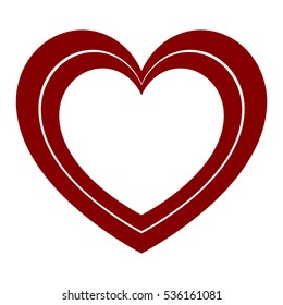 Dark red double heart with white colour in centre .Vector eps 10