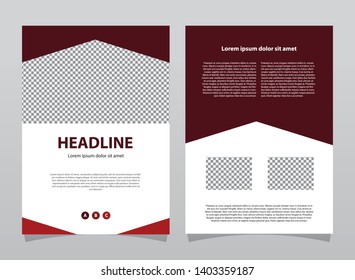Dark red elegant flyer template. Business brochure modern flat design composition with frame for image.