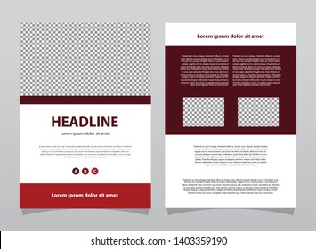 Dark red elegant flyer template. Business brochure modern flat design composition with frame for image.