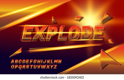 Dark red explosion text effect with luxury background. Futuristic and elegant fonts for any web or print design.