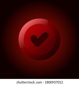 dark red flat vector accept button, with fancy design, perfect for game buttons etc.
