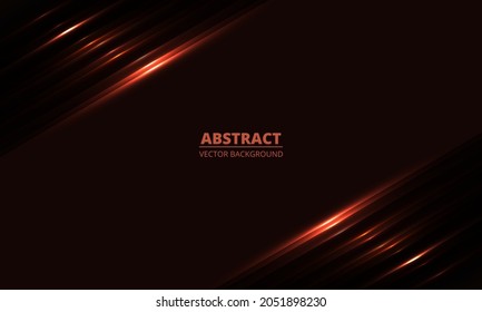 Dark red geometric background with diagonal glowing red light lines and shadows for presentation background design template. Vector illustration