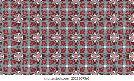 Dark red Geometric flower seamless pattern for textiles, book covers, fabric patterns, pillow cases, curtain patterns.