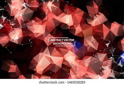 Dark Red Geometric Polygonal background molecule and communication. Connected lines with dots. Minimalism background. Concept of the science, chemistry, biology, medicine, technology.