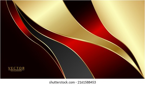 Dark red gold. Luxury black ribbon on red gold background with glitter light effect and beam element and bokeh decoration