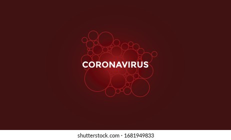 Dunkelrote Grafik für das Coronavirus (2019-nCoV) mit Keimblasen/Virusblasen 
 Vergrößern und Verbreiten, um Reproduktion zu bedeuten. Hintergrund ist ein subtil dunkelroter bis hellroter Farbverlauf für Fackel.