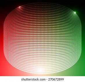 Dark red green Abstract light lamps background for Technology computer graphic website internet and business.. Screen on stage. Vector illustration. Spot Effect. neon. point. dot