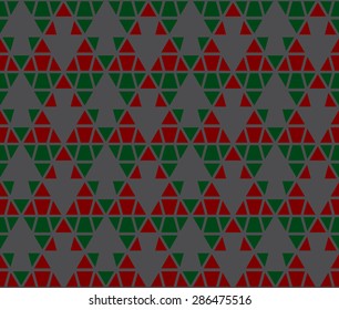 Dark red and green color up down arrow symbol seamless pattern background vector. Repeating geometric shapes with triangle