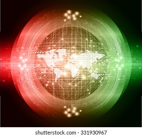 dark red green Light Abstract Technology background for computer graphic website internet and business. circuit. vector illustration. abstract. infographics. motion move blur.neon.World Map, Global