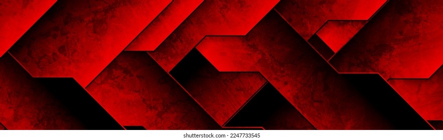 Dark red grunge stripes abstract banner graphic design. Geometric tech vector background