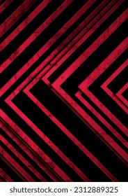 Dark red grunge stripes abstract geometric tech background. Vector flyer design