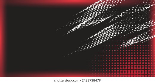 Dark red grunge stripes abstract banner design. Geometric technology vector background