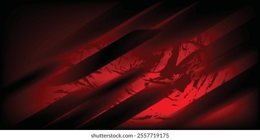 Dark red grunge stripes abstract banner design. mixed blood spots. Geometric tech vector background