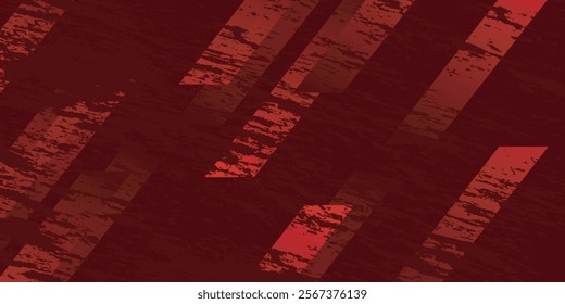 Dark red grunge stripes abstract banner design. Geometric tech vector background