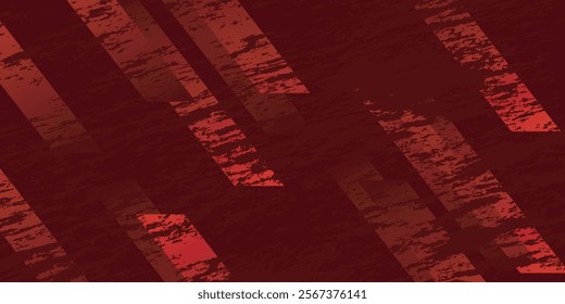 Dark red grunge stripes abstract banner design. Geometric tech vector background
