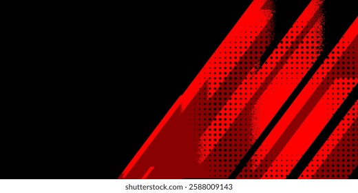 Dark red grunge stripes abstract banner design. Geometric tech vector background