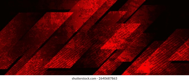 Dark red grunge stripes abstract banner design. Geometric tech vector background