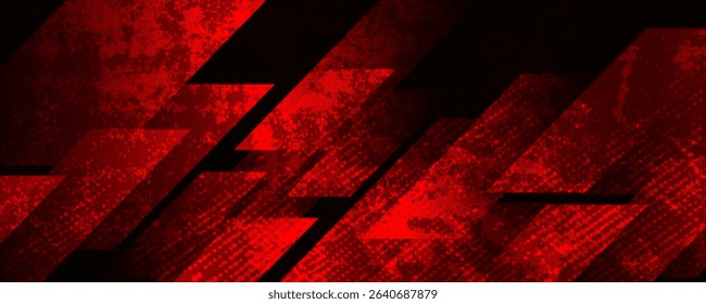 Dark red grunge stripes abstract banner design. Geometric tech vector background